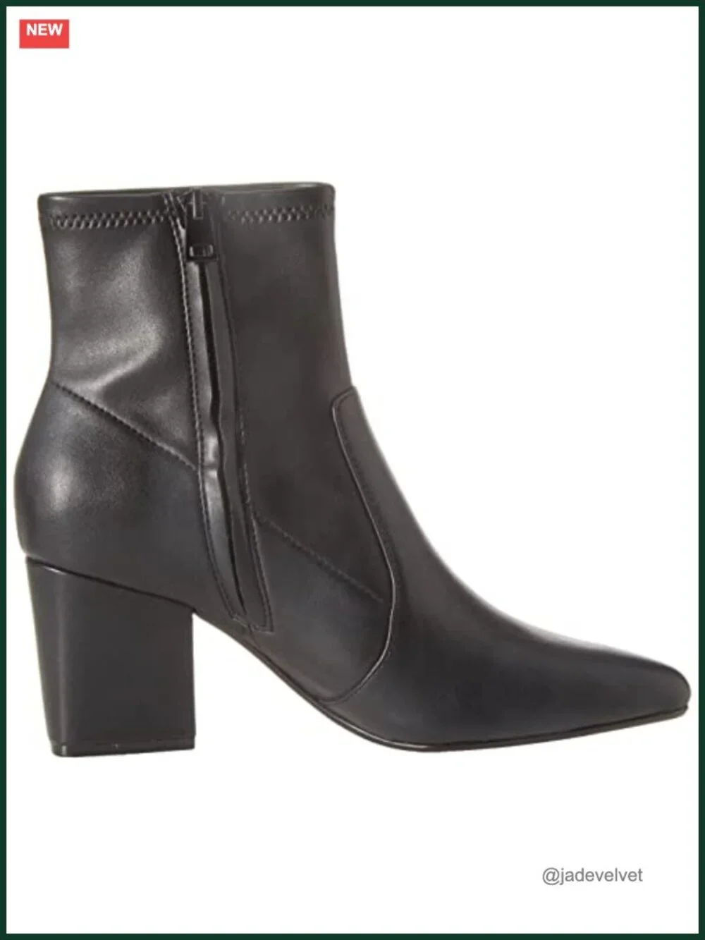 Women's Fitted Stretch Faux Leather Ankle Boots Pointed Toe Block Heel